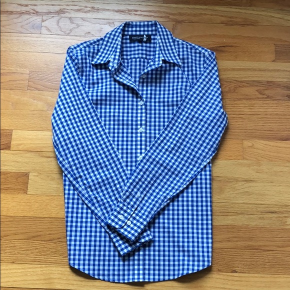 Jones New York Tops - Jones New York Blue And White Check Long Sleeve Front Button Up Top Size S